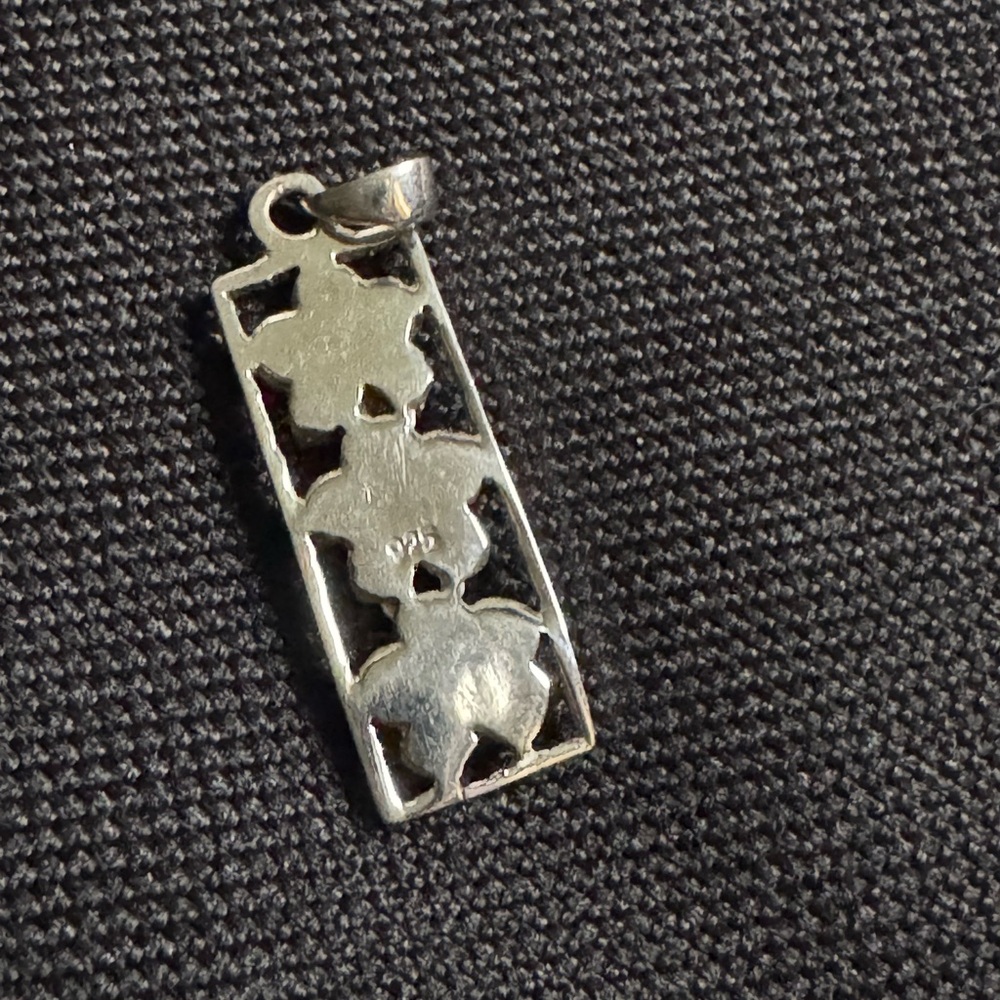 Blue opal plumeria and sterling silver pendant - Picture 3 of 4